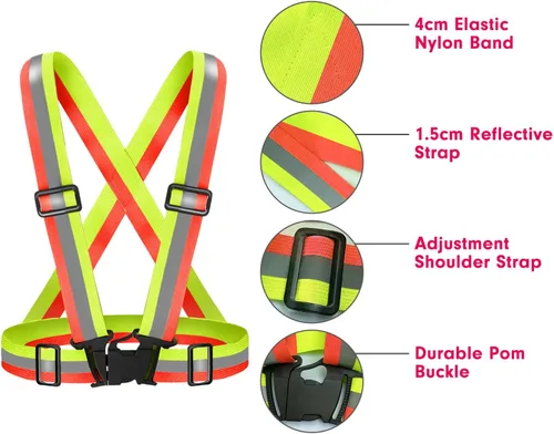 Miniatura 4 de High Visibility Reflective Vest Safety Vest Running Reflective Gear Adjustable Reflective Vest for Walking,Jogging,Hiking,Night Cycling