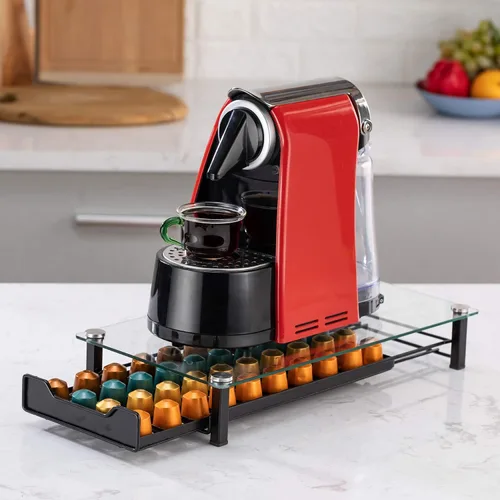 Soporte para almacenamiento de cápsulas de café, organizador de cajones originaline, cristal templado (capacidad de 40 cápsulas)