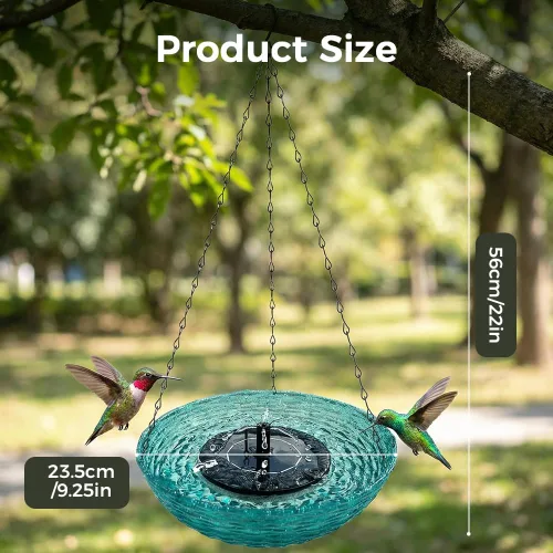 Miniatura 6 de Fuente de baño colgante para pájaros en cascada solar, fuente de agua al aire libre en cascada con agua que fluye, bañera colgante para pájaros