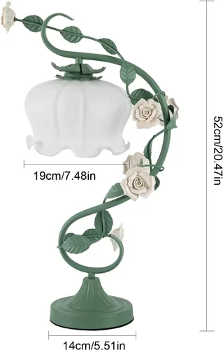 Miniatura 7 de TFCFL Lámpara de Mesa de Flor de Rosa para Dormitorio, Lámpara de Escritorio de Vidrio Manchado Elegante Lámpara de Mesa Enchufable Luz de Mesita