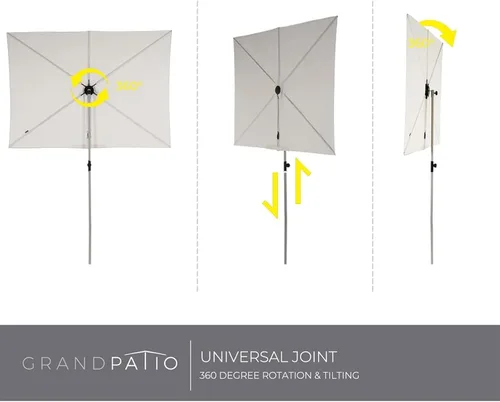 Miniatura 4 de Grand patio - Sombrilla de balcón, JENA 6x4 pies, sombrilla exterior con dosel plano rectangular versátil para patio con perilla giratoria de 360
