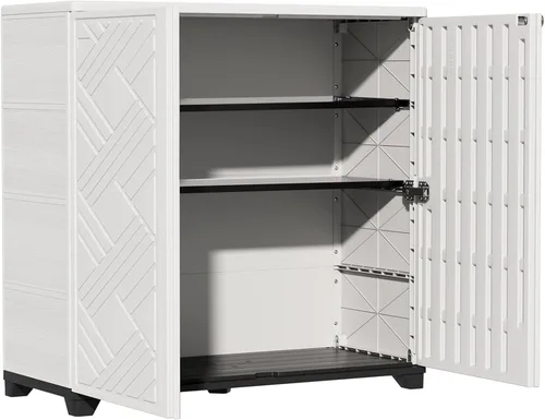 Miniatura 9 de ZZM Gabinete de almacenamiento para interiores y exteriores, impermeable, 34 x 15 x 34 pulgadas, caja de almacenamiento de plástico al aire libre