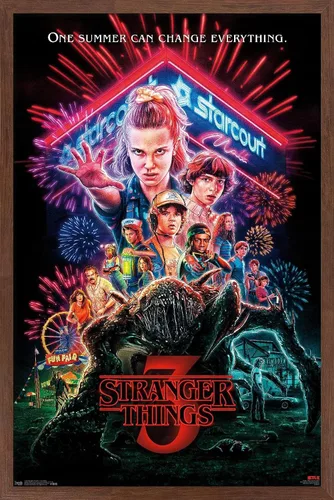 Miniatura 10 de Trends International Netflix Stranger Things: Season 3 - Póster de pared de una hoja, 14.725 x 22.375 pulgadas, versión enmarcada de madera