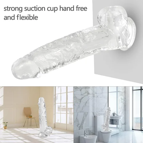 Miniatura 3 de Consolador grande de 9.6 pulgadas con copa de succión, eje curvado y bola para jugar con manos libres, material seguro para el cuerpo, juguetes