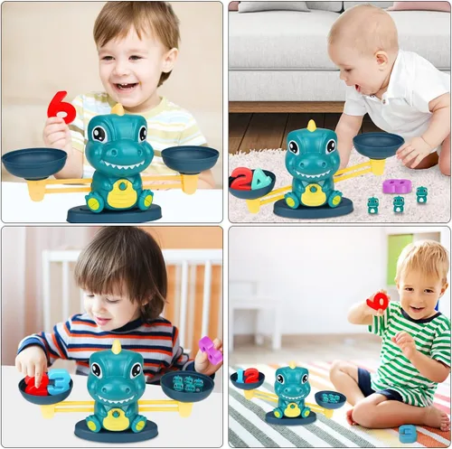 Miniatura 4 de Aitbay Juguetes de equilibrio matemático de dinosaurio, juguetes Montessori para niños de 3 años, juguetes educativos para niños y niñas de 4, 5, 6