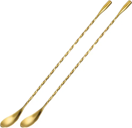 Miniatura 11 de uxcell Cuchara de bar para mezclar cócteles, 2 cucharas de acero inoxidable de mango largo de 12 pulgadas, cucharas de mezcla de bebidas con mango