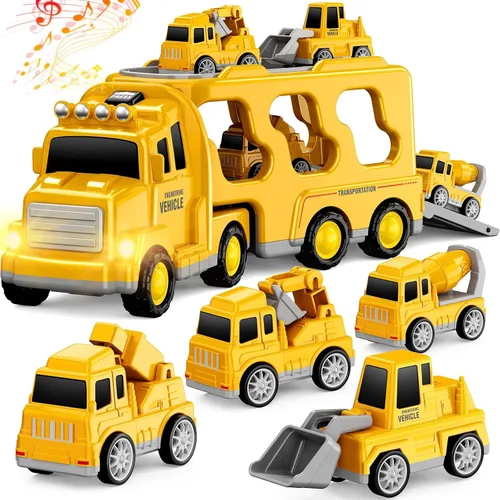 FunMission Juguetes de Construcción para Niños Pequeños de 3 a 9 años, Vehículo de Fricción 5 en 1 para niños y niñas de 3, 4, 5, 6, 7 años,