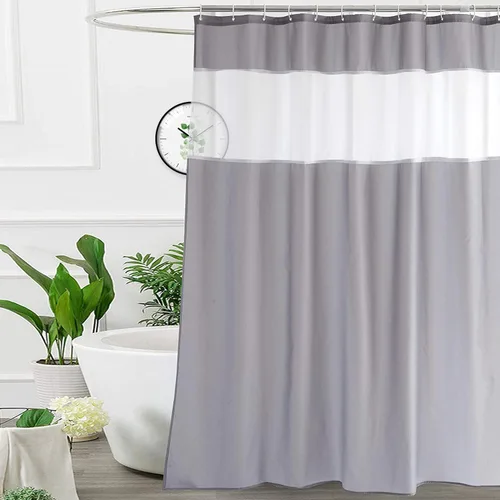 Miniatura 27 de UFRIDAY - Cortina de ducha de tela moderna en negro y blanco, 48 x 72 pulgadas, cortina de ducha de tela para baño y bañeras, lavable a máquina
