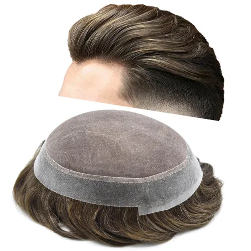 Miniatura 106 de Tupé para hombres, piezas de cabello humano real, sistema de unidades de cabello natural, línea capilar natural, pieza de repuesto para hombres