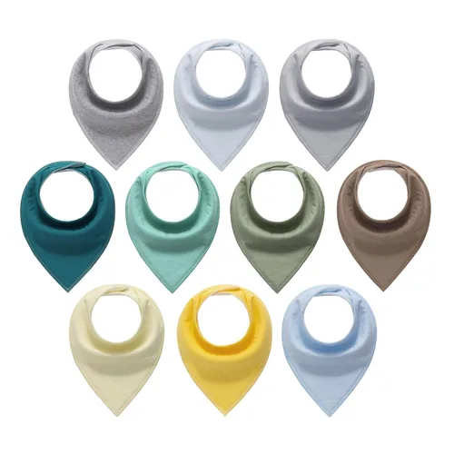 Miniatura 17 de Baberos bandana para bebé, paquete de 10 baberos para bebés, niños, niñas, unisex, 100% algodón, baberos suaves y absorbentes (rosa y amarillo)