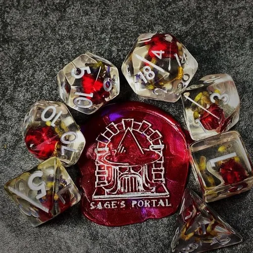 Miniatura 12 de Sage's Portal Cantrips - Juego de dados DND de resina de borde redondo, 7 piezas, juego de dados poliédricos DND para Dungeons and Dragons D&D RPG