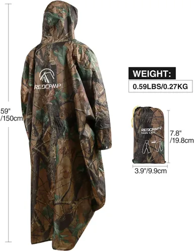 Miniatura 6 de REDCAMP Poncho de lluvia impermeable con capucha y brazos para acampar y senderismo