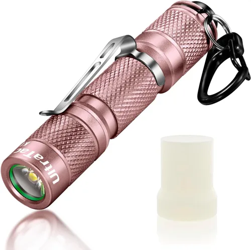UltraTac K1 - Linterna LED rosa de 180 lúmenes, mini luz impermeable con batería AAA, tamaño compacto de bolsillo para mujeres, EDC, camping,