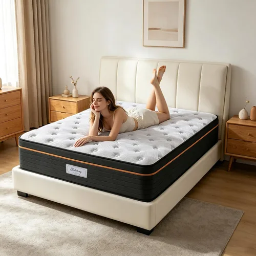 Miniatura 56 de Colchón tamaño individual de 10 pulgadas en una caja, espuma viscoelástica híbrida y resortes embolsados, 7 zonas para dormir de espalda y de lado