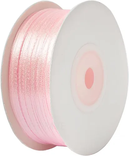 Cinta Rosa Claro de 1/8 Pulgada x 100 Yardas, Cintas de Tela de Satén para Envolver Regalos, Manualidades, Álbumes de Recortes, Ramos Florales, Rosa