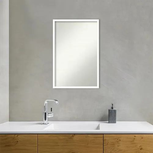 Miniatura 548 de Amanti Art Espejo de baño blanco para sobre el fregadero, 32 x 45 pulgadas, espejo de tocador rectangular blanco esbelto, marco de madera moderno