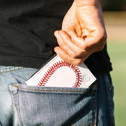 Miniatura 8 de Billetera de cuero de béisbol para hombre de Pro Style Sports, Blanco