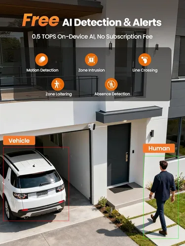 Miniatura 3 de Anlapus Cámara de seguridad WiFi de 3 MP 2K para exteriores e interiores, 2 cámaras WiFi6 y 2.4 GHz enchufables para seguridad del hogar, visión