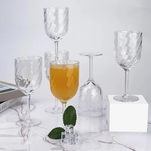 Miniatura 5 de Yalin Juego de 6 vasos apilables de plástico acrílico irrompible de 12 onzas para vino y agua (transparente, 15 onzas)