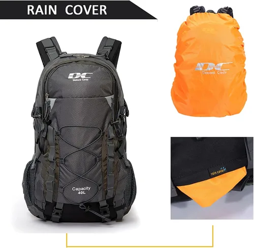 Miniatura 5 de Diamond Candy Mochila de Senderismo Impermeable para Hombres y Mujeres, Mochila Ligera de Día para Viajes y Campamento Waterproof Gris