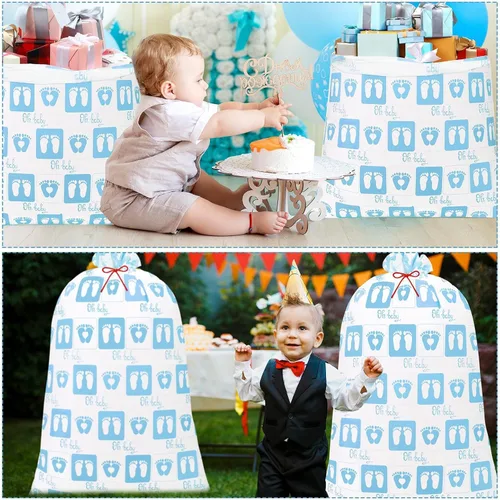 Miniatura 6 de Zonon 3 bolsas extragrandes para baby shower, tamaño gigante, de gran tamaño, bolsa de regalo de plástico para revelación de género, bolsa