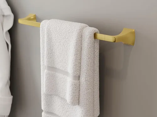 Miniatura 2 de Pfister Bruxie Barra de Toallas de Baño para Baño, 24 Pulgadas, Montado en Pared, con Tornillos, Acabado Dorado Cepillado, BTBBIE2BG Oro cepillado