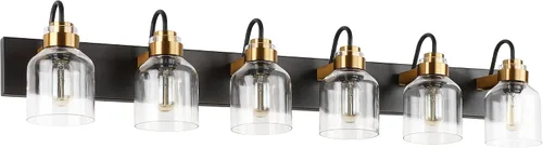 PRESDE Lámpara de tocador de baño de 6 luces sobre espejo bronce cepillado negro vintage aplique de pared de baño