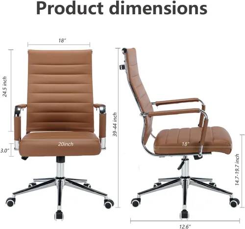 Miniatura 2 de Silla de escritorio de oficina de cuero, sillas de sala de conferencias con ruedas, silla ejecutiva moderna de respaldo alto, ergonómica giratoria