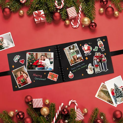 Miniatura 9 de Vienrose Álbum de recortes de 80 páginas, álbum de fotos de bricolaje con accesorios, libro de recuerdos de papel kraft negro para bodas
