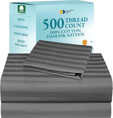Miniatura 41 de Sábanas de algodón tamaño King dividido para cama ajustable, satén de algodón 100% con 500 hilos, ajuste ceñido, juego con sábanas bajeras Twin-XL