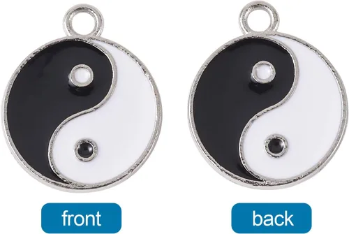 Miniatura 2 de KISSITTY 20 dijes de esmalte Yin Yang de 0.827 x 0.709 in, esmalte de doble cara para yoga, meditación, colgantes para aretes, collares, pulseras