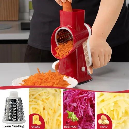 Miniatura 3 de YOUCZON Rallador rotativo de queso multiusos de acero inoxidable, rallador de queso con asa, rallador sin esfuerzo de zanahorias, papas, verduras