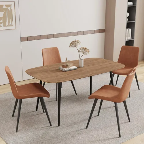 Miniatura 28 de HIPIHOM Mesa de comedor moderna de granja de 47.2 pulgadas, mesa de comedor rectangular de madera con patas de metal para 4 personas para comedor