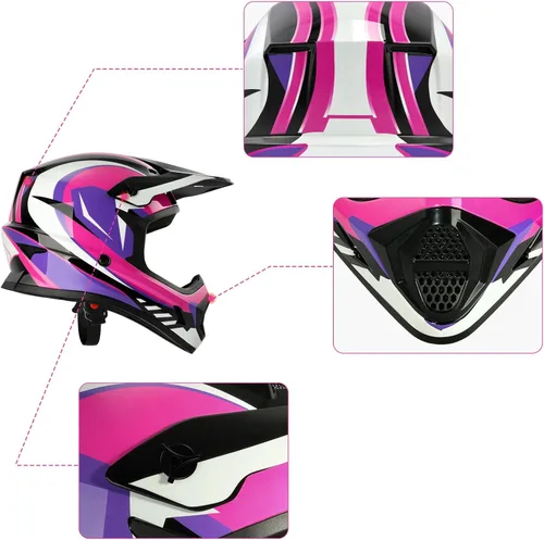 Miniatura 5 de TCMT Casco de motocross para jóvenes, certificado por DOT, casco de motocross ATV de cara completa para niños con gafas, guantes y bolsa para casco