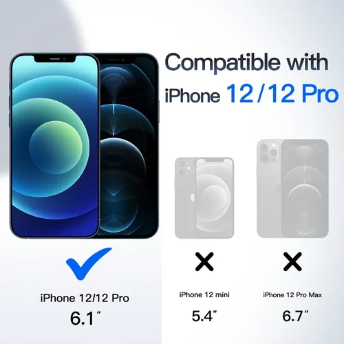Miniatura 2 de JETech Funda tipo cartera para iPhone 12/12 Pro de 6.1 pulgadas con tarjetero, cubierta protectora a prueba de golpes de doble capa, ranura oculta