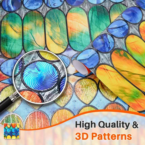 Miniatura 5 de Beautyhero Película de privacidad para ventana, vidrio esmerilado, revestimientos decorativos 3D con bloqueo UV, calcomanías para puertas de baño