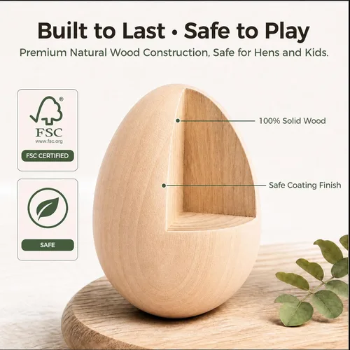 Miniatura 4 de DomeStar Huevos de pollo falsos de madera, 8 huevos de madera sintética sin pintar de 2.5 pulgadas para alentar a las gallinas a colocar