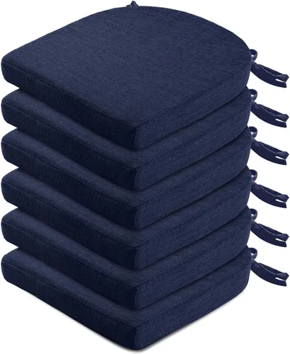 Miniatura 9 de Wellsin Cojines para sillas de comedor, 4 unidades, cojines para sillas de cocina con lazos y base antideslizante, almohadillas para sillas de Azul