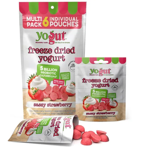 Miniatura 12 de YoGut Bocadillo de yogur liofilizado, arándano, paquete de 6, aperitivos saludables para niños, niños pequeños y adultos, sin gluten, sin OMG, con 5