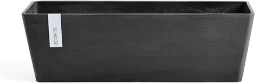 Ecopots Bruges - Maceta compuesta rectangular moderna y duradera para interiores y exteriores, a base de reciclaje, color gris oscuro, 17.75 pulgadas