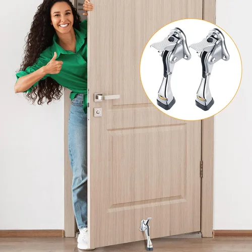 Miniatura 7 de Kenning Tope de puerta resistente de 4 pulgadas, topes de puerta de metal para puerta, protector de pared con punta de goma, fácil de instalar