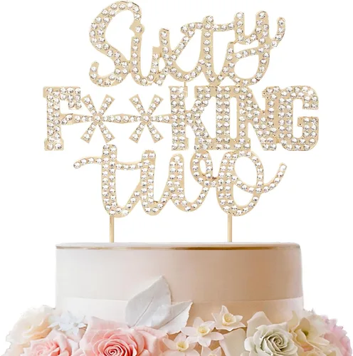 Miniatura 28 de LINGTEER Veintiún divertidos adornos dorados para tartas con diamantes de imitación – Saludos a los 21 años de edad, decoración de centros de mesa