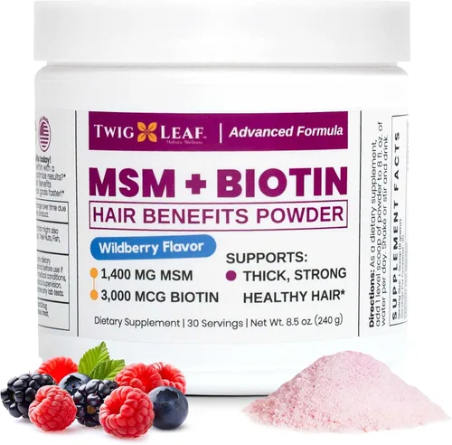 Miniatura 7 de Twig & Leaf MSM + Quercetina en polvo con vitamina C y zinc (fresa y plátano) - Suplemento MSM de apoyo del sistema inmunológico para la salud