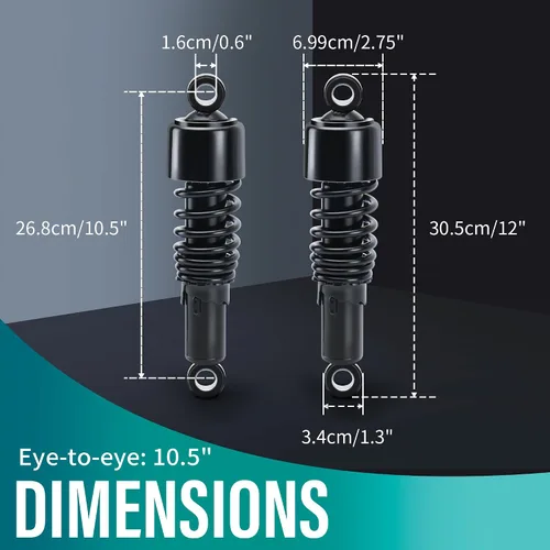 Miniatura 3 de MoKitDora 267mm/10.5" Kit de Suspensión de Amortiguador Trasero Slammer de Bajada para Harley 1980-up Touring, 1983-up Sportster, y 1991-up Dyna, 1