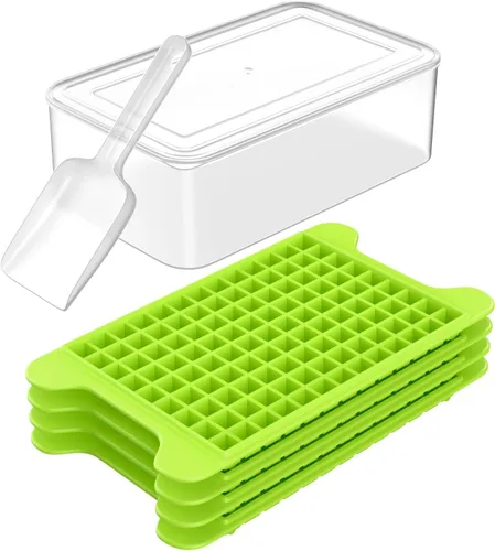 Mini Ice Cube Tray for Freezer: FDDBI Small Ice Trays for Freezer with Bin - 117×4PCS Easy Release Nugget Ice Tray - Crushed Ice Tray with Container
