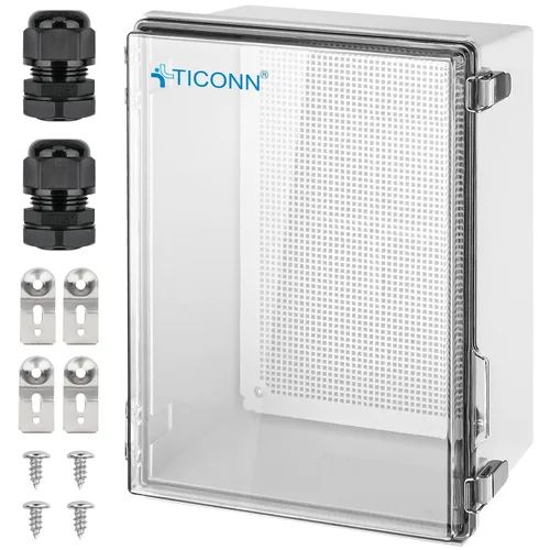 Miniatura 26 de TICONN - Caja de conexiones eléctricas impermeable IP67 con carcasa de plástico ABS con tapa con bisagras con placa de montaje, soportes de pared