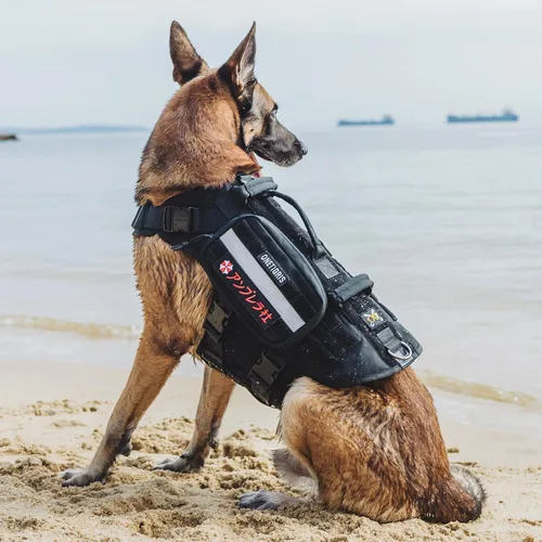 Miniatura 6 de OneTigris Arnés táctico grande para perro, arnés de chaleco ajustable sin tirones, arnés resistente para perro con asa, grandes paneles de gancho