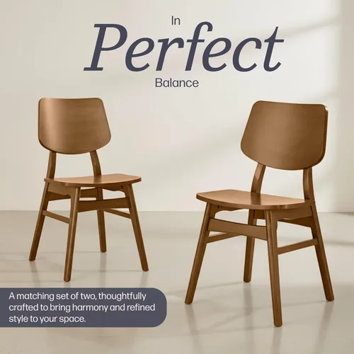 Miniatura 4 de Alaterre Furniture Calais Dining - Juego de 2 sillas de comedor moderno de mediados de siglo, juego de sillas de madera maciza con diseño