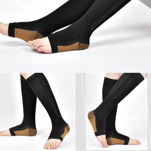 Miniatura 2 de Calcetines de compresión de cobre para mujeres y hombres, punta abierta, 15-20 mmHg, es el mejor apoyo para la recuperación de la circulación y uso