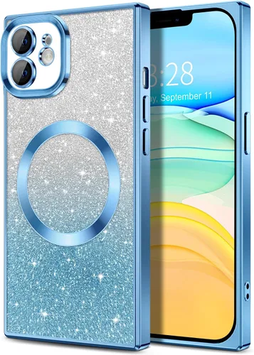 Miniatura 125 de Hython Funda para iPhone 13 Pro transparente con purpurina magnética [compatible con MagSafe] Protector completo de lente de cámara delgado